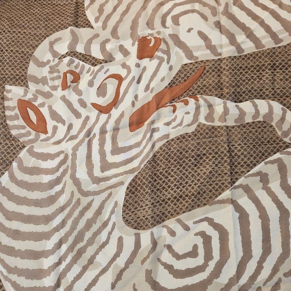 ESCADA 100% Silk Scarf Tiger Animal Print Made in Italy Brown 33 inch Square - Picture 2 of 7